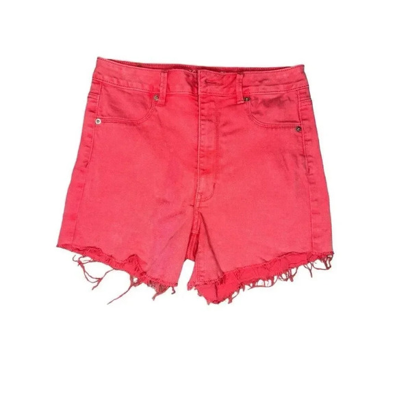 American Eagle Outfitters Size 8‎ Pink High Waist Stretch Cut Off Shorts - Picture 1 of 5